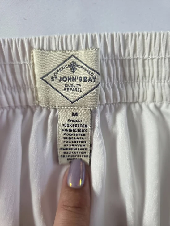 Vintage St John’s Bay White Lace Midi Skirt Cotton Boho Size M Elastic - Picture 8 of 10